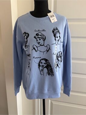 NWT Disney Princess Graphic Crewneck Sweatshirt Blue Womens S